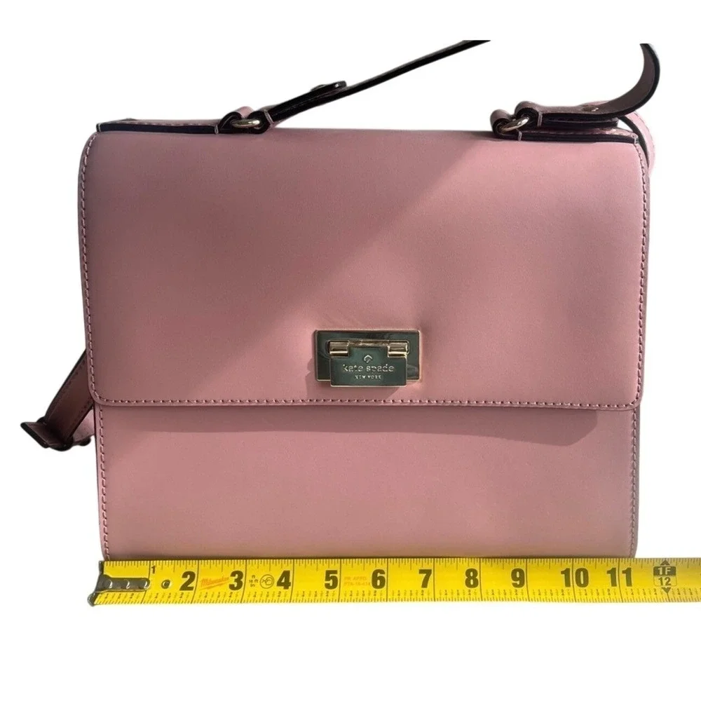 Kate Spade New York Pink Leather Satchel Handbag Turn‎ Lock Gold Accents